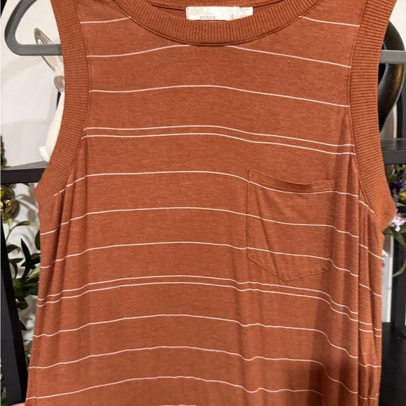 Prana Orange striped Sleeveless Sheath Maxi Dress size small - Picture 3 of 9